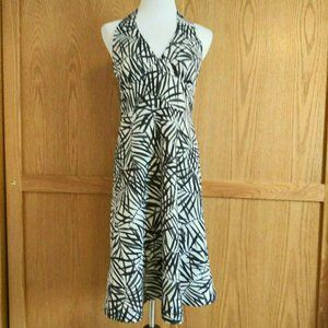 Saks Fifth Ave Linen Halter Dress 8 Bamboo Olive